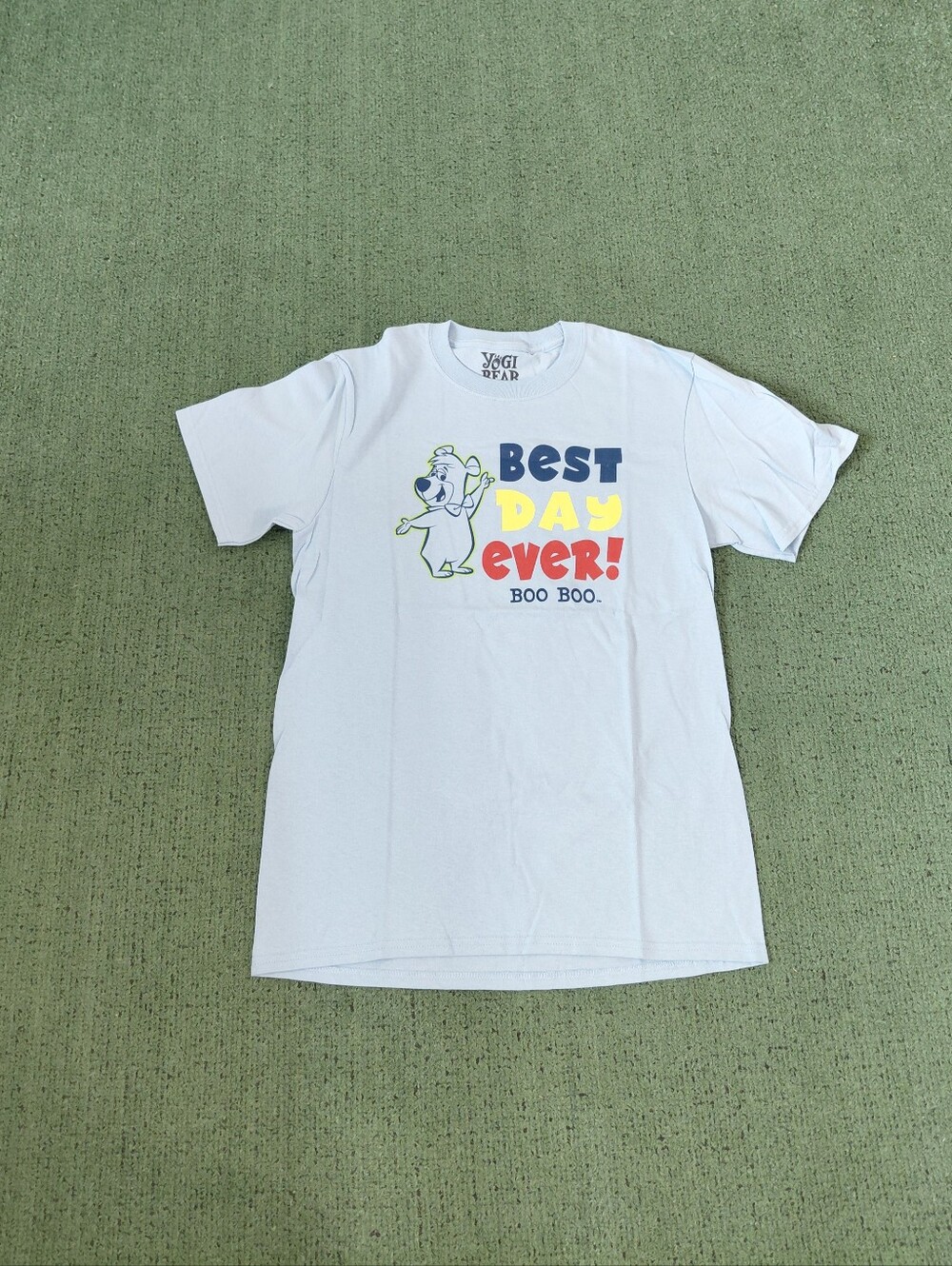 Youth Yogi Bear Best Day Ever Boys Kids Cartoon Light Blue T Shirt Sz XL